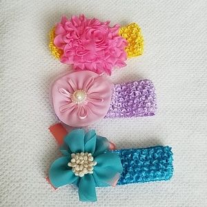 Set of Three Baby Flower Headbands